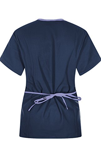 MedPro Women's Medical Scrub Set Mock Wrap and Cargo Navy L (GT-756)