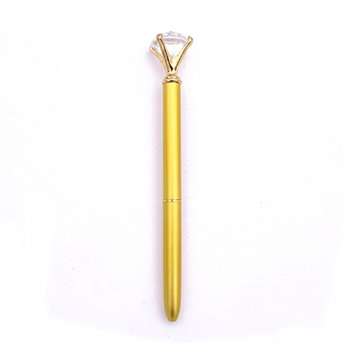 Amor Present Diamond Pen, Crystal Diamond Ballpoint Black Ink Pen Metal Bling Cute Pen with Box for Daily Use Wedding Party Decor(Gold)