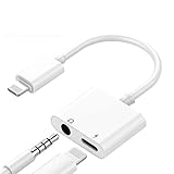 Headphone Adapter for iPhone Adaptor 3.5mm Jack Dongle Earphone Connector Convertor 2 in 1 Music Accessories Charger Cables Charge & Audio Compatible for iPhone 8/ X/XS MAX/XR/ 8Plus/ 7/7 Plus-White