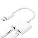 Headphone Adapter for iPhone Adaptor 3.5mm Jack Dongle Earphone Connector Convertor 2 in 1 Music Accessories Charger Cables Charge & Audio Compatible for iPhone 8/ X/XS MAX/XR/ 8Plus/ 7/7 Plus-White