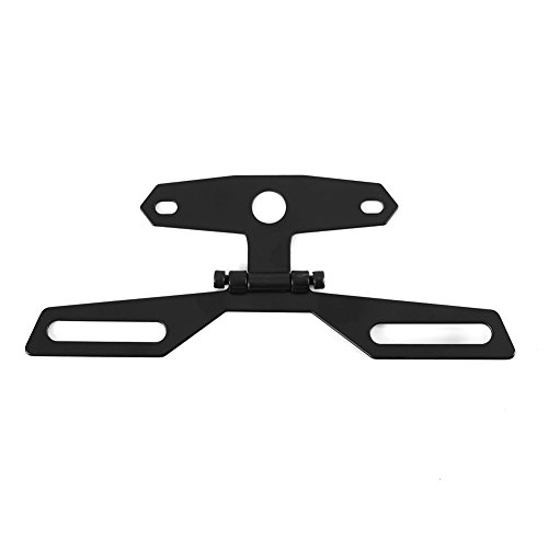 Cuque Folding License Plate Tail Light Holder Rear Bracket Mount Black Aluminum Alloy for Motorcycle ATV with Conventional Rear Fender