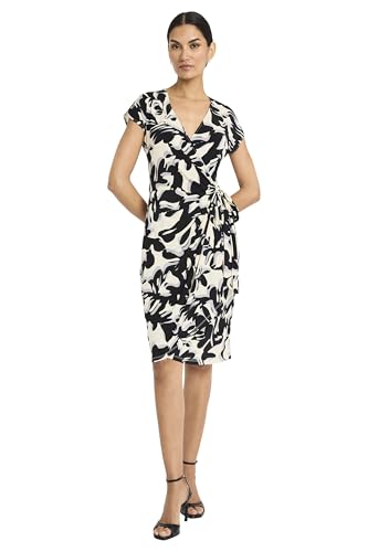 Maggy London Women's Cap Sleeve V-Neck Jersey Wrap-Side Tie Waist-Elegant Weddi…