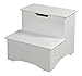 Kings Brand Large White Finish Wood Bedroom Step Stool With Storage