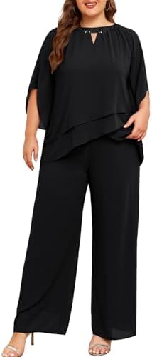 Amazon.com: Plus Size Pants Suits 3pcs Mother of The Bride Suits