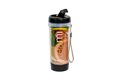 FRUIT INFUSER Water Bottle Tumbler with a Lid | 100% BPA FREE | Our Best Infusion Bottles for Infused Fruit, Smoothies, Tea, and Coffee | Double Walled Mug, Hot & Cold (20 Ounces, Black)