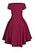 Sidefeel Women Off Shoulder Sleeve High Low Skater Dress Medium Wine Red