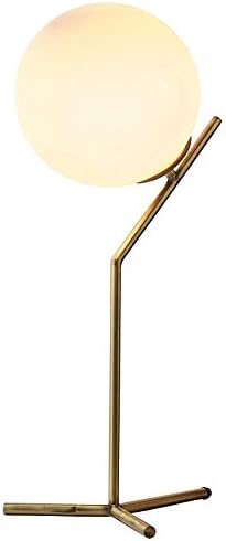 Firefly Lighting Glass Ball and Angled Mental Table Lamp with 3 Color LED Bulb,21.5" H,Brass