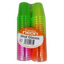 Partyrama Neon Disposable Shot Glasses, Plastic, Multi-Colour, 20 x 6 x 20 cm