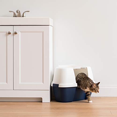 IRIS USA Large Enclosed Corner Cat Litter Box with Front Door Flap and