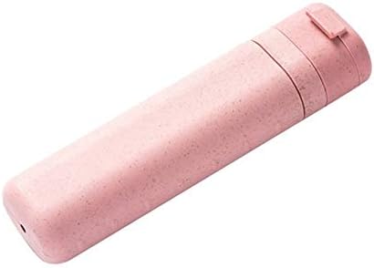newhashiqi Retractable Toothbrush Box With Lid, Portable Wheat Straw Travel Washing Toothbrush Storage Box Pink