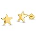 14k Gold Plated Brass Plain Star Screwback Baby Girls Earrings with Sterling Silver Post