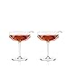 Viski Faceted Coupe Glasses set of 2, Champagne, Martini, Wine, Crystal Cocktail Glasses for Bar, Drinking Glass Set of 2, 7oz