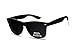Large Oversized Square Flat Top Dark Uv POLARIZED Lens Sunglasses (Black 80s Frame)
