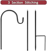 Jermily 2 Pack Shepherds Crook Hooks Adjustable Height Black 76 cm Base view 4