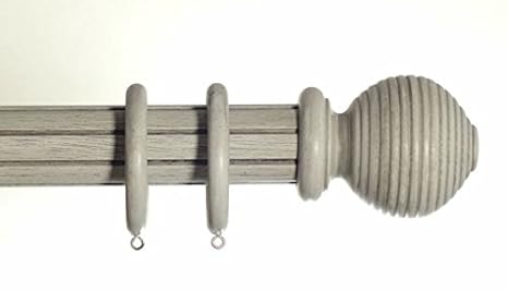 50mm Grey Half Reeded Half Smooth Curtain Pole 1 8m 2 4m 3m 3m
