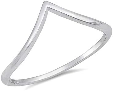 Precious Gem Jewellers .925 Sterling Silver Plain Polished V-Shaped Stackable Ring