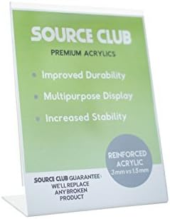 SourceClub Premium Collection, 8.5x11.25 3MM Slantback Acrylic Sign Holders, Clear, Pack of 5