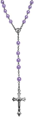Rosary Purple Beads Necklace Catholic Rosary Beads With Metal Crucifix By JoinLove