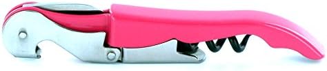 Vinpull Metal, Double Hinged, Restaurant Waiter Quality Compact Corkscrew with Foil Cutter (Pink)