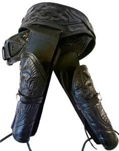 New 44/45 Cal Double Holster Gun Belt Drop Tooled Leather Western RIG 34"-52"