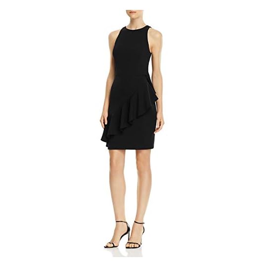 aidan aidan mattox black applique sequin dress