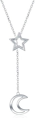 925 Sterling Silver Italian Infinity, Star, Heart w/Dangling Key,LOVE,Angel Wing, Moon, Anchor Lariat Y 16+2" Necklace
