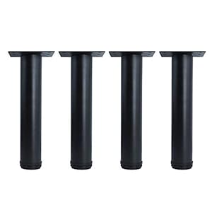 QLLY 12 inch Adjustable Metal Desk Legs, Office Table Furniture Leg Set, Square Mounting Plate, Set of 4 (Matt Black)