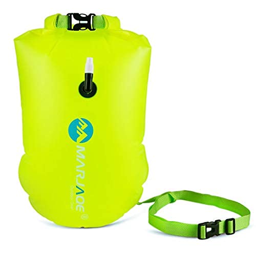 Ruiuzioong Swim Buoy,Outdoor Swimming Buoy Swimming Tow Float and Dry bag for Open Water Swimmers and Triathletes Light and Visible Float for Safe Training (Yellow)