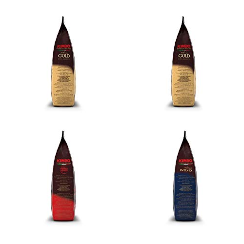 Kimbo ganze Kaffeebohnen Set mit 2 x Gold 100% Arabica, 1 x Espresso Napoletano und 1 x Aroma Intenso, vier 250g Beutel – Bild 5