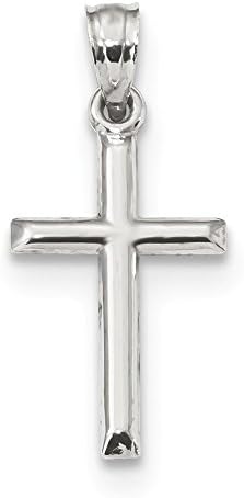 10K White Gold Polished Hollow Cross Pendant