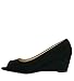 Forever Link Women's DORIS-23 Faux Leather Mid Heel Round Toe Wedge Pumps