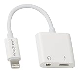 WOPOW 2 in 1 Lightning To 3.5mm Headphone Jack Adapter Cable for iPhone 7/7 Plus Charging and Listening Music