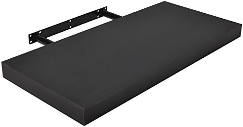 Moorland Pegasus Floating Wall Shelf 75cm Long 23cm Wide Wooden TV Display Bookshelf Rack Concealed Mounting Shelf Black