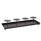 Richland Metal Black Rectangle Tray with Four Elevated Pillar Candle Stands