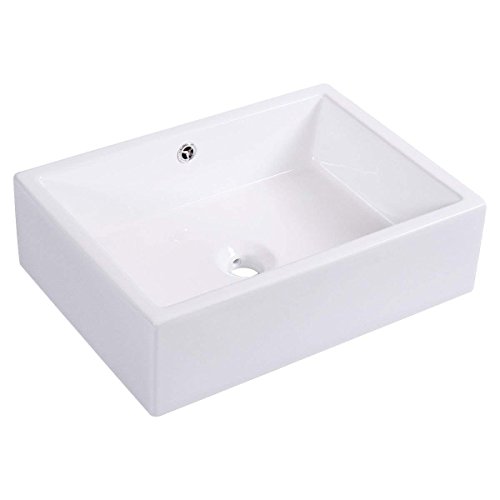 Giantex 20-Inch Bathroom Rectangle Ceramic Vessel Sink Vanity Pop Up Drain Art Basin