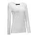 OThread & Co. Women's Long Sleeves V-Neck T-Shirt Plain Basic Spandex Tee (Small, White)