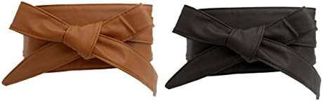 Women Girls Obi Belt Fashion Solid Color PU Leather Wide Waist Band 90 Inch in Extra Size