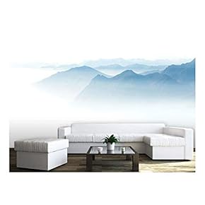 Large Wall Mural - Minimalism Style Landscape of Mountains in The Fog | Self-Adhesive Vinyl Wallpaper/Removable Modern Wall Decor - 66x96 inches