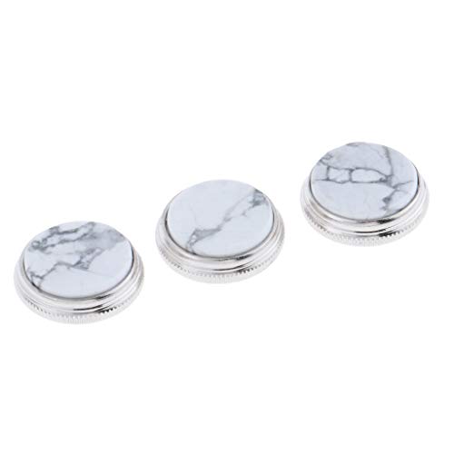 3 Pieces Alloy Shell Inlays Trumpet Finger Buttons Brass Instrument Accessories, 2 Colors for Choose - White Gray
