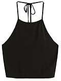 ROMWE Women's Casual Vest Tee Sleeveless Vest Halter Cami Tank Top Black S