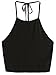 Romwe Women's Casual Vest Tee Sleeveless Vest Halter Cami Tank Top Black S