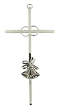 Silver Tone Plated 25th Wedding Anniversary Wall Cross, 8 Inch
