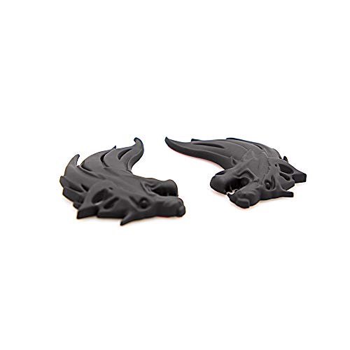 CARRUN 2pcs 3D Wolf Head Metal Emblem Car Motorcycles Side Fender Rear Styling Emblem Badge Decal (Black)