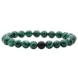 wintefei 1Pc/2Pcs 8mm Fashion Faux Pumice Stone Malachite Bracelet Couple Accessory 2#