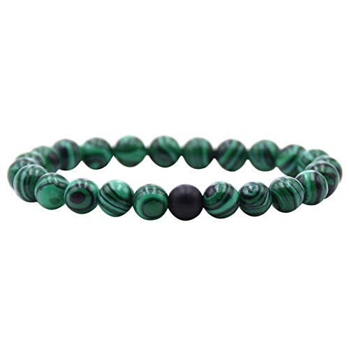 wintefei 1Pc/2Pcs 8mm Fashion Faux Pumice Stone Malachite Bracelet Couple Accessory 2#