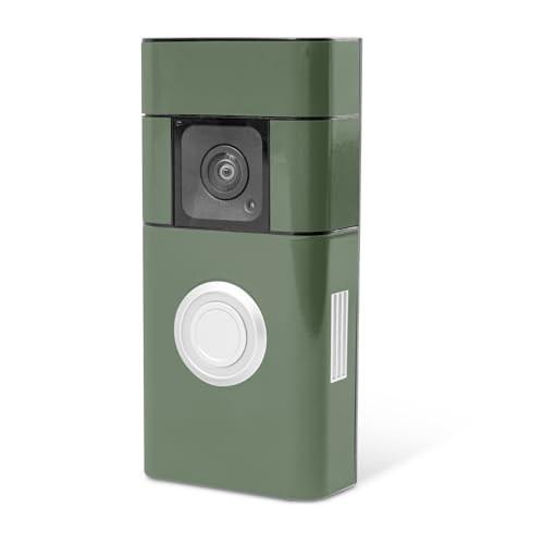 MightySkins Skin Compatible with Ring Video Doorbell Plus - Solid Olive | Prote…