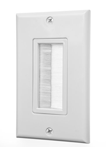 Buyer's Point Brush Wall Plate, Decora Style, Cable Pass Through Insert for Wires, Single Gang Cable Access Strap, Wall Socket Plug Port for HDTV, HDMI, Home Theater Systems and More ((5 Pack) White)