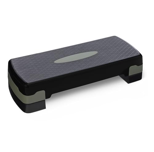 Aerobic Steppbrett, Verstellbarer Workout Stepper für Zuhause, 68.58cm, Schwarz/Grau