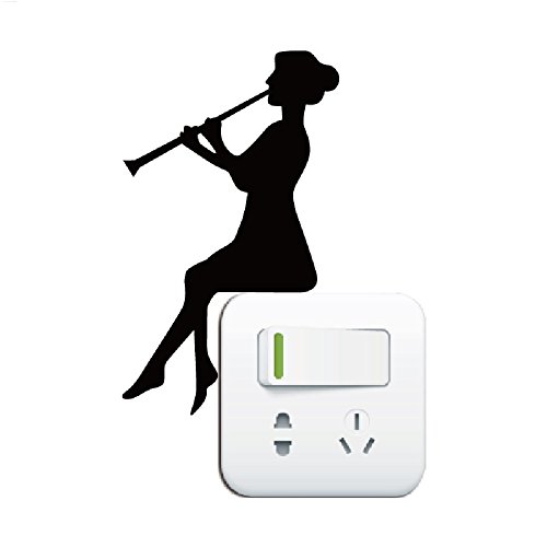 Girl Playing Clarinet Light Switch Sticker Classical Music Wall Sticker