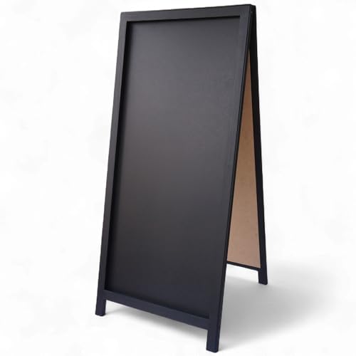 LA PIZARRONERIA - Pizarrón Negro de Gis Doble Vista, 119 x 54 cm, Marco de Madera de Pino, para Negocios de Moda, Restaurantes y Cafeterías